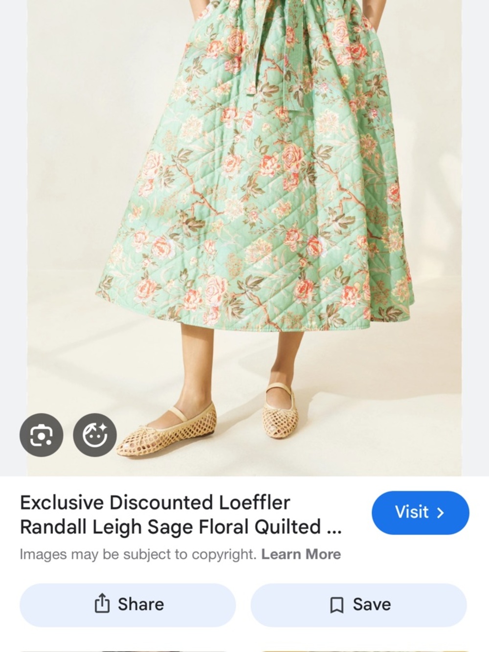 Loeffler Randall Leigh Sage Floral Quilted Skirt, XS